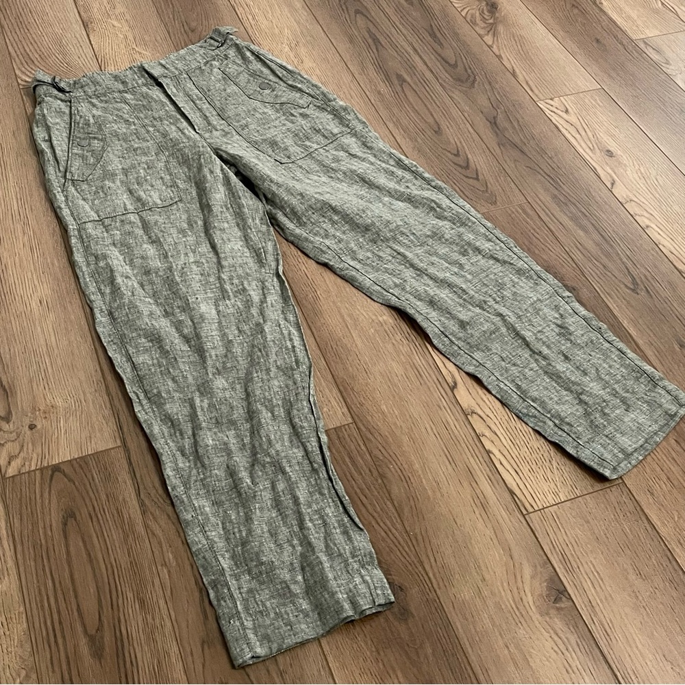 Athleta Voyager Green Linen Pants